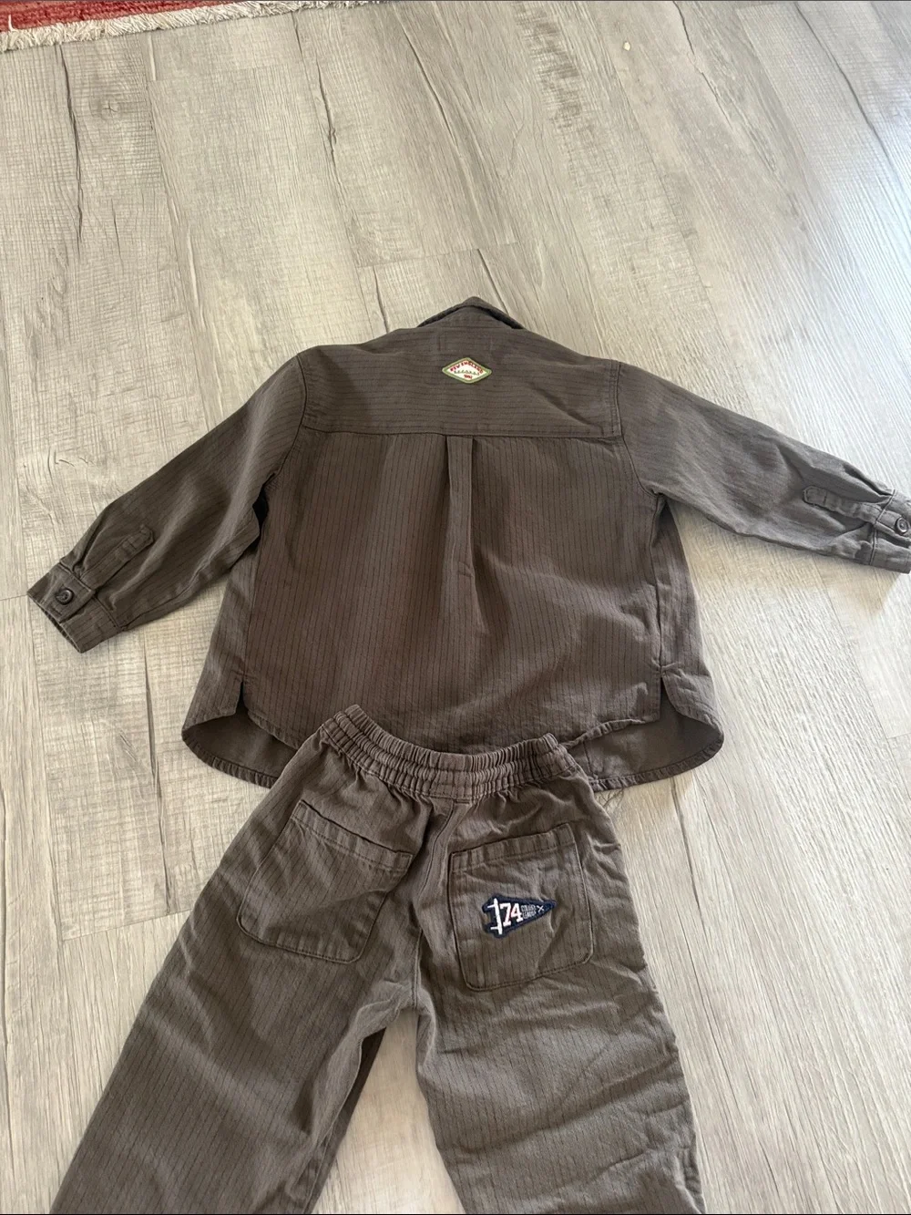Zara Olive green pin striped Set